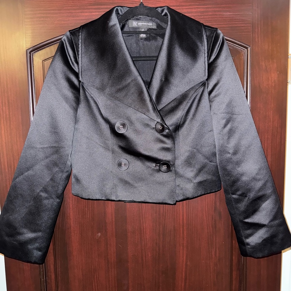 INC International Concepts Black Satin Blazer